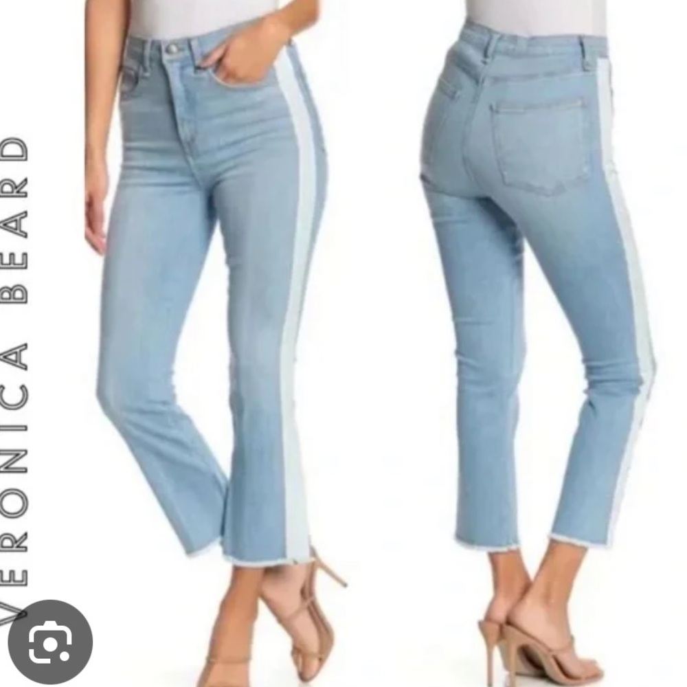 Veronica Beard Carly kick flare Jean with ribbon side detail